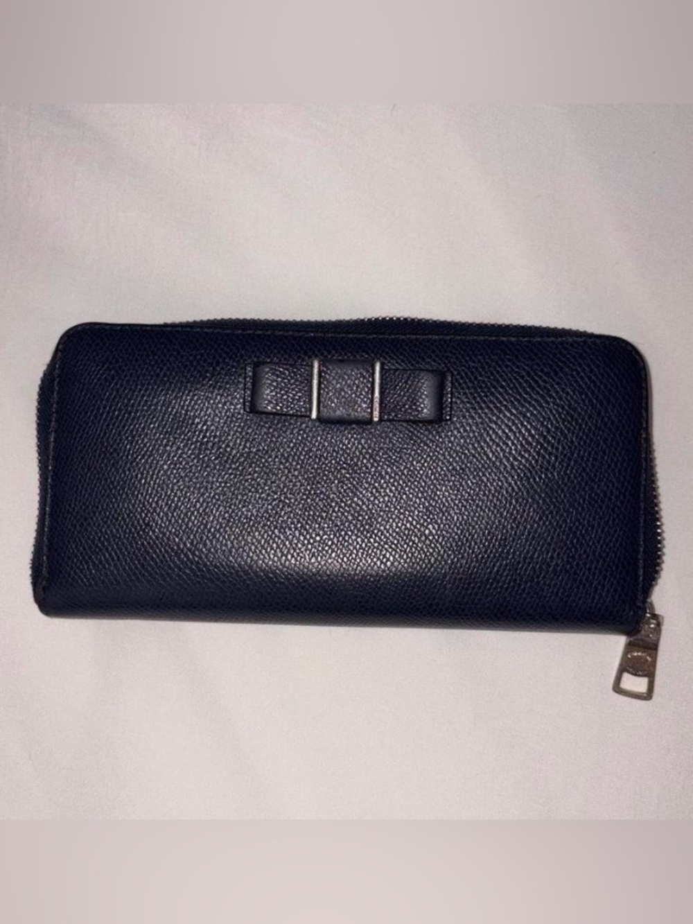 Coach Navy Darcy Bow Long Full Zip Wallet